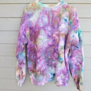 Handmade Purple & Brown Ice Tie Dye Sweatshirt - Unisex/L - New